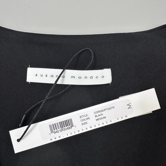 Susana Monaco Essential V-Neck Long Sleeve Top in Black - Picture 8 of 8